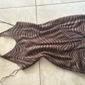 Divided Brown and Tan Knit Dress